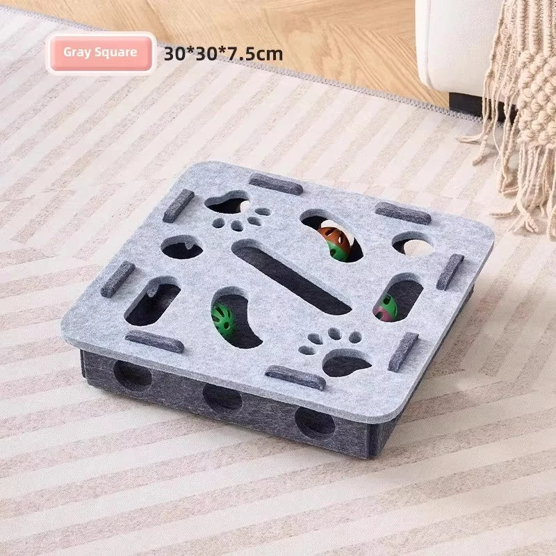Cat Puzzle Box Toy – Felt Ball Track & Scratch Playhouse