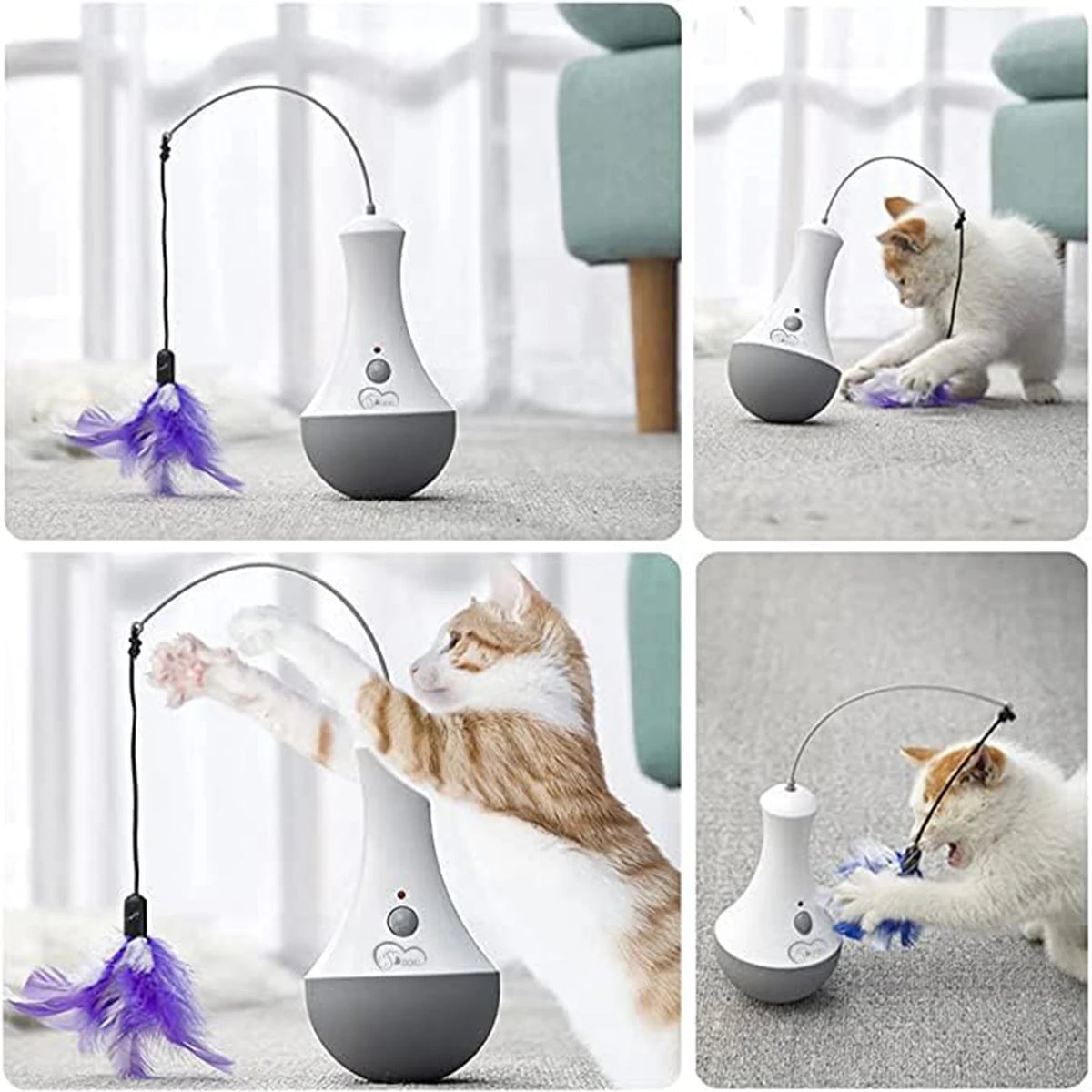 Automatic Feather Cat Toy – Interactive Kitten Teaser with Silent Motor