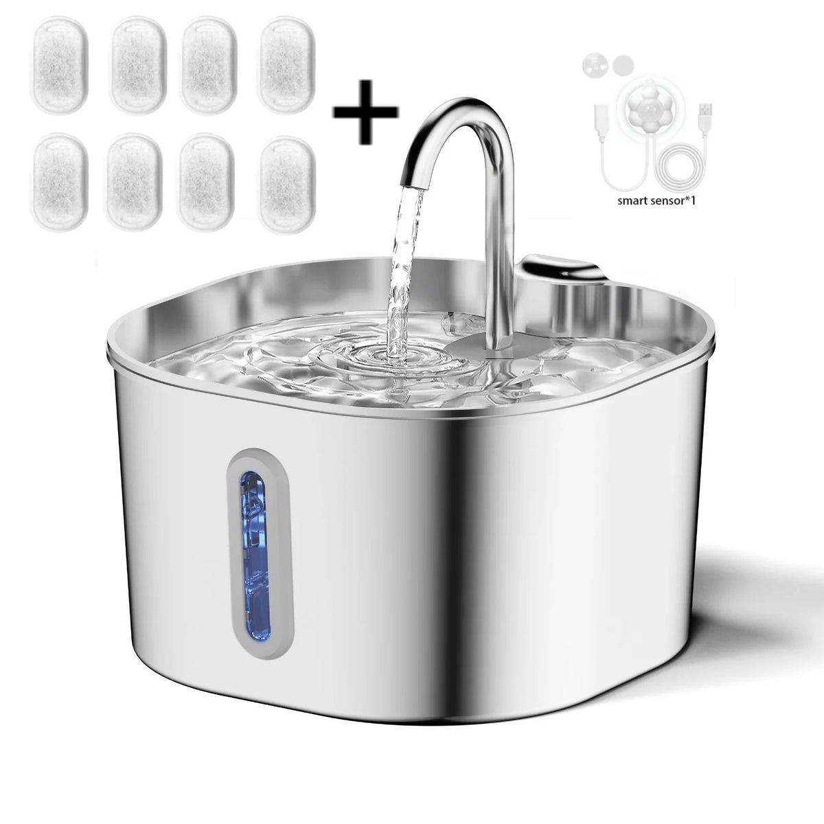 Stainless Steel Cat Water Fountain 2.2L | Filtered & Ultra-Quiet