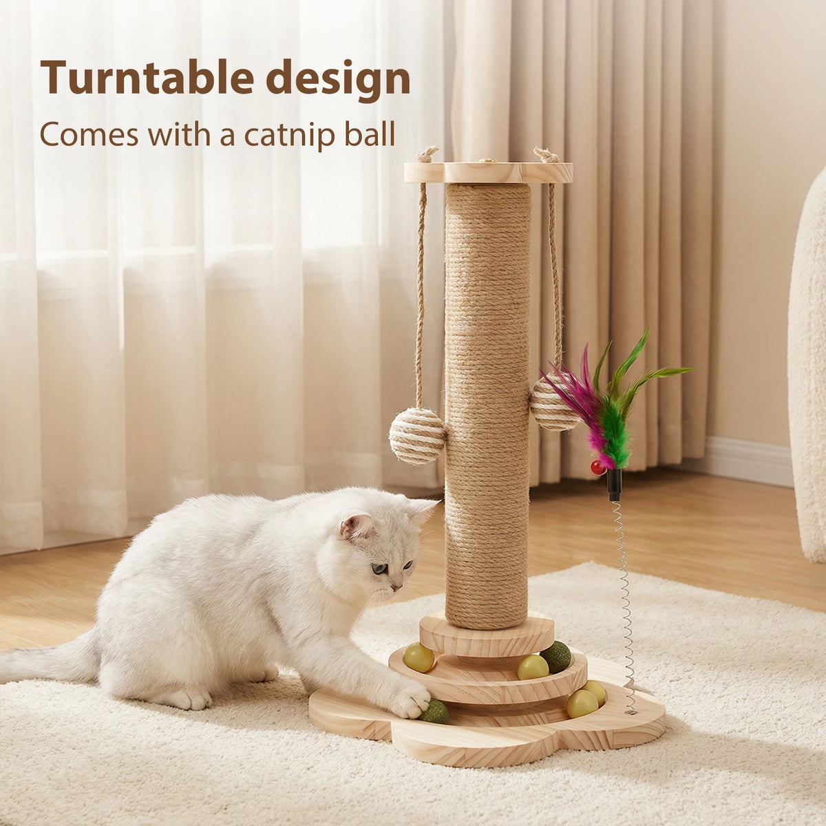 Cat Scratching Post with Sisal & Interactive Toys