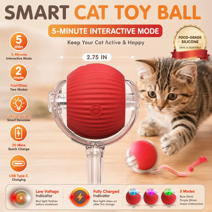 Automatic Rolling Ball Cat Toy | USB Rechargeable | 3 Speed Modes