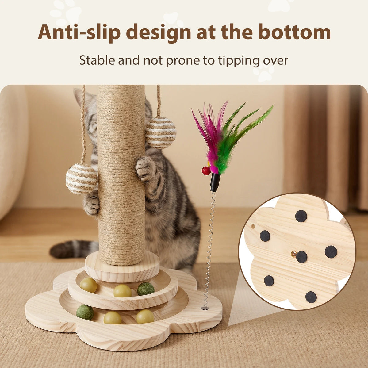 Cat Scratching Post with Sisal & Interactive Toys