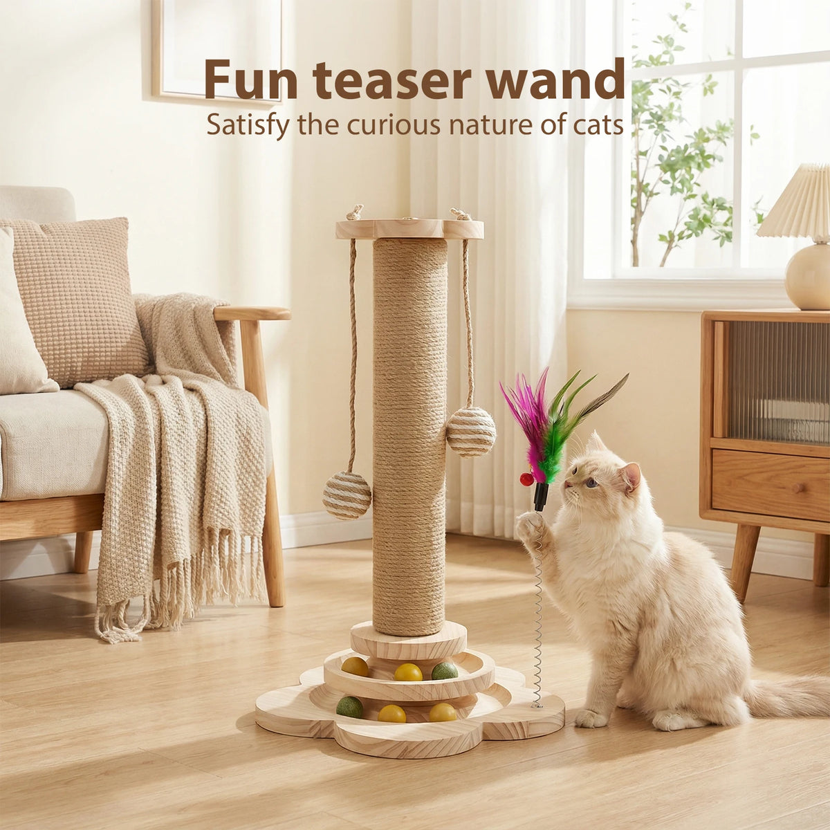 Cat Scratching Post with Sisal & Interactive Toys