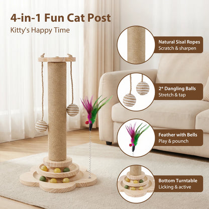 Cat Scratching Post with Sisal & Interactive Toys