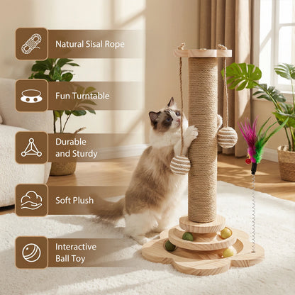 Cat Scratching Post with Sisal & Interactive Toys