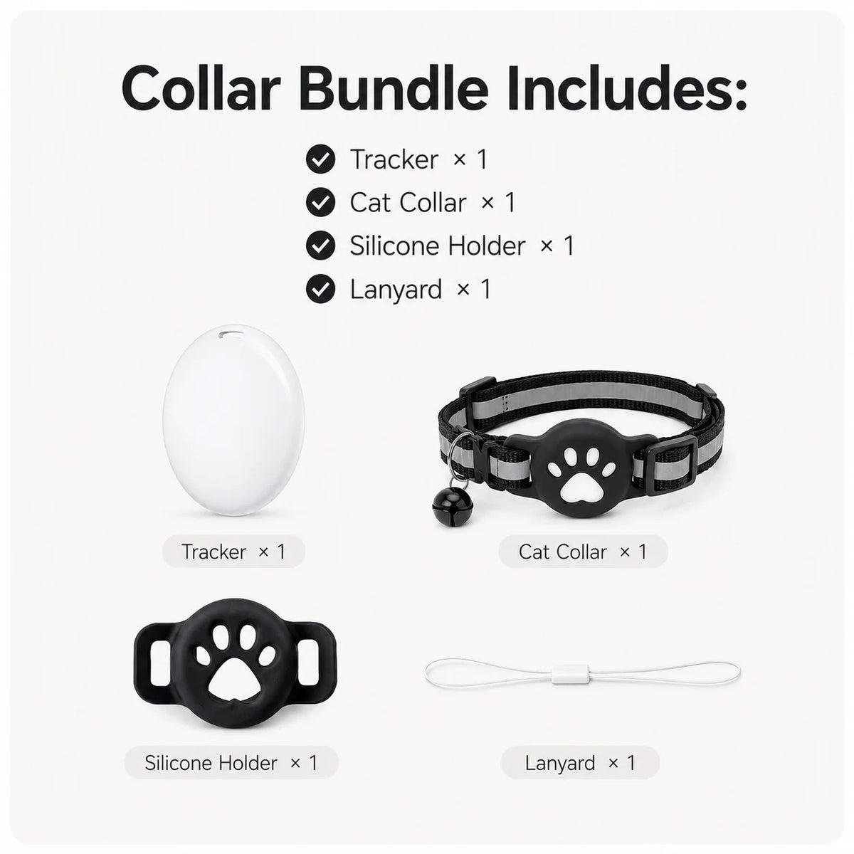 iOS GPS Tracker & Reflective Cat Collar Bundle | Anti-Lost for Cats & Kittens