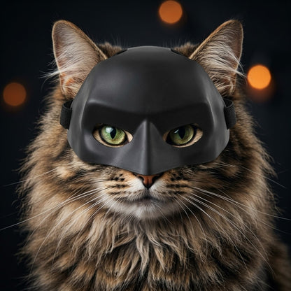 Black Matte Superhero Cat Mask | Halloween Cat Costume Accessory