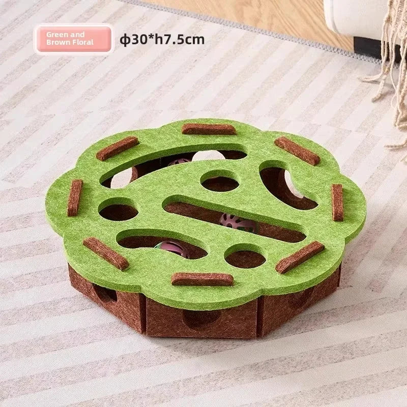 Cat Puzzle Box Toy – Felt Ball Track & Scratch Playhouse