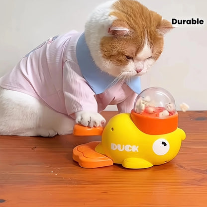 Interactive Cat Feeder Toy | No Battery Duck Design Food Dispenser