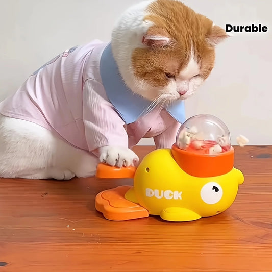 Interactive Cat Feeder Toy | No Battery Duck Design Food Dispenser