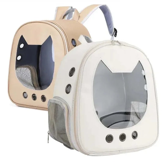 Transparent PU Cat Carrier Backpack | Breathable Pet Travel Bag