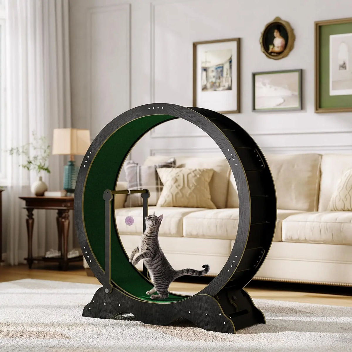 Large Cat Exercise Running Wheel | 45" Treadmill with Detachable Carpet & Teaser Toy
