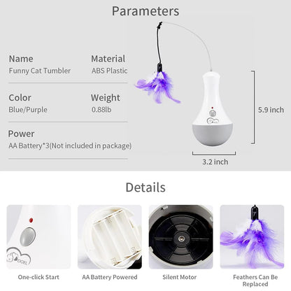Automatic Feather Cat Toy – Interactive Kitten Teaser with Silent Motor