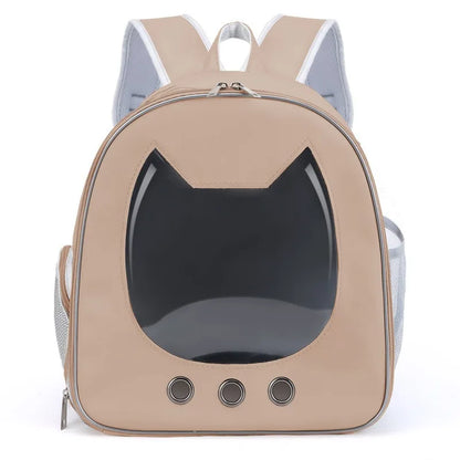 Transparent PU Cat Carrier Backpack | Breathable Pet Travel Bag