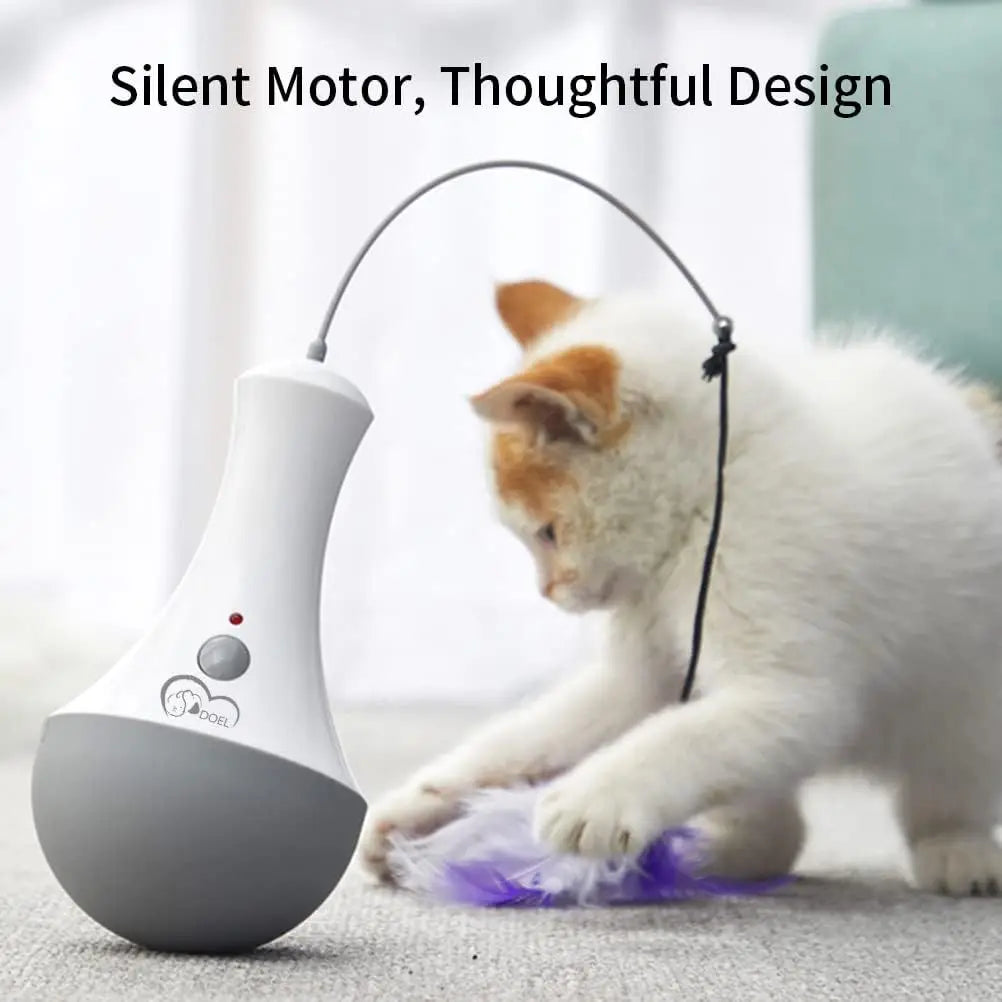 Automatic Feather Cat Toy – Interactive Kitten Teaser with Silent Motor