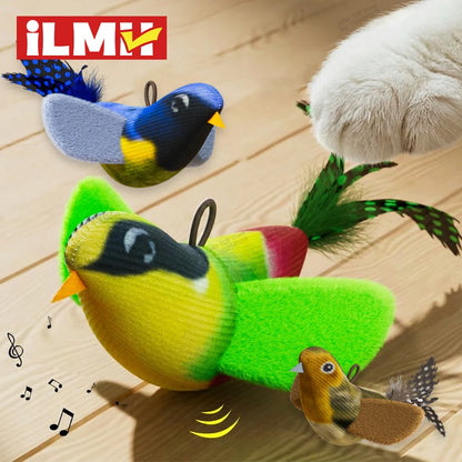 Chirping Bird Cat Toy with Catnip | Wall Hanging Plush Toy