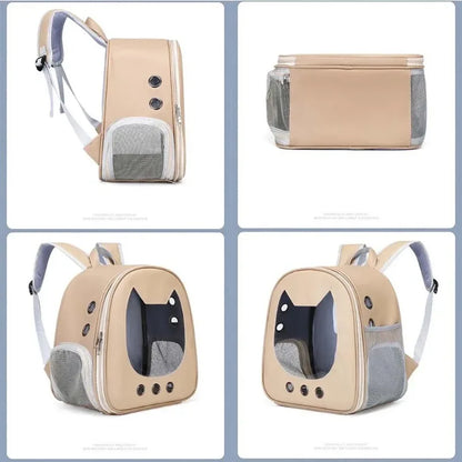 Transparent PU Cat Carrier Backpack | Breathable Pet Travel Bag