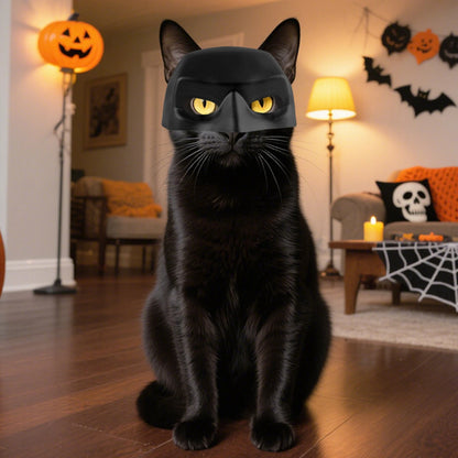 Black Matte Superhero Cat Mask | Halloween Cat Costume Accessory