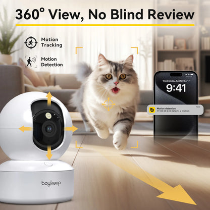 2K Pet Camera with 360° Pan & Tilt and App Control