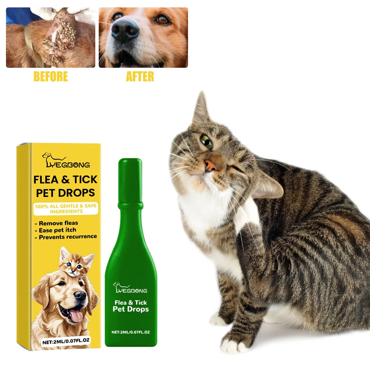 Cat & Dog Flea Treatment Drops – Tick & Mite Repellent