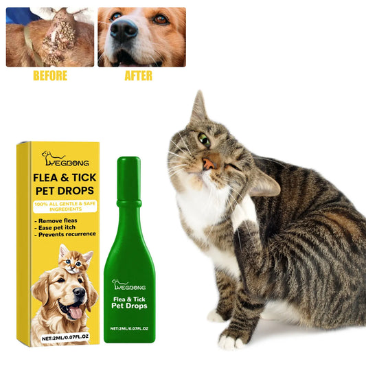 Cat & Dog Flea Treatment Drops – Tick & Mite Repellent