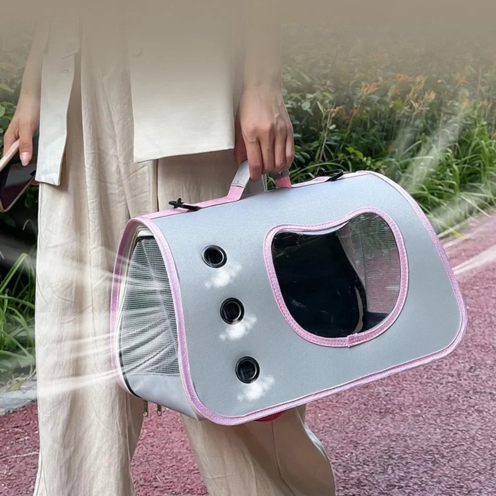 Foldable Breathable Cat Carrier Shoulder Bag | Collapsible Pet Travel Bag