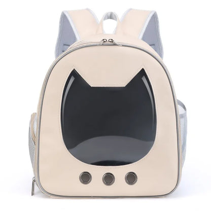 Transparent PU Cat Carrier Backpack | Breathable Pet Travel Bag