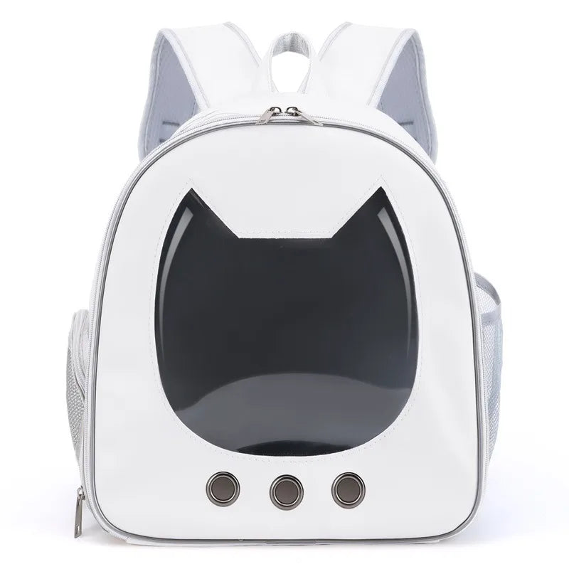 Transparent PU Cat Carrier Backpack | Breathable Pet Travel Bag