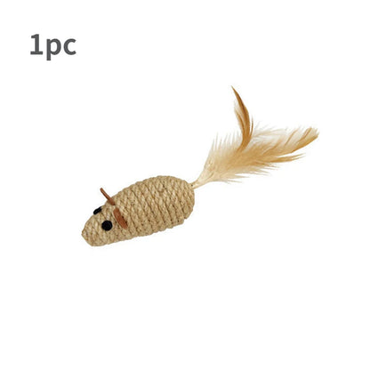 Sisal Mouse Cat Toy | Bite-Resistant Plush Mice for Cats & Kittens