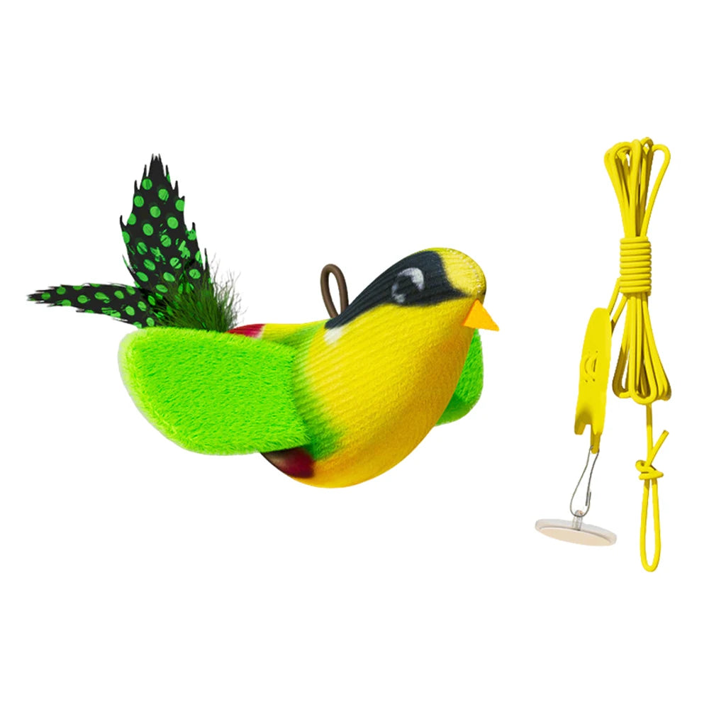 Chirping Bird Cat Toy with Catnip | Wall Hanging Plush Toy