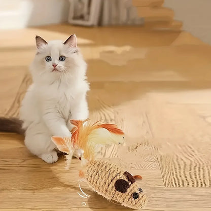 Sisal Mouse Cat Toy | Bite-Resistant Plush Mice for Cats & Kittens