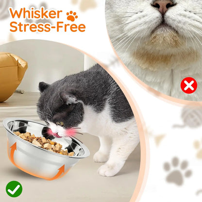Elevated Cat Bowls with Wood Stand & 3 Stainless Steel Bowls