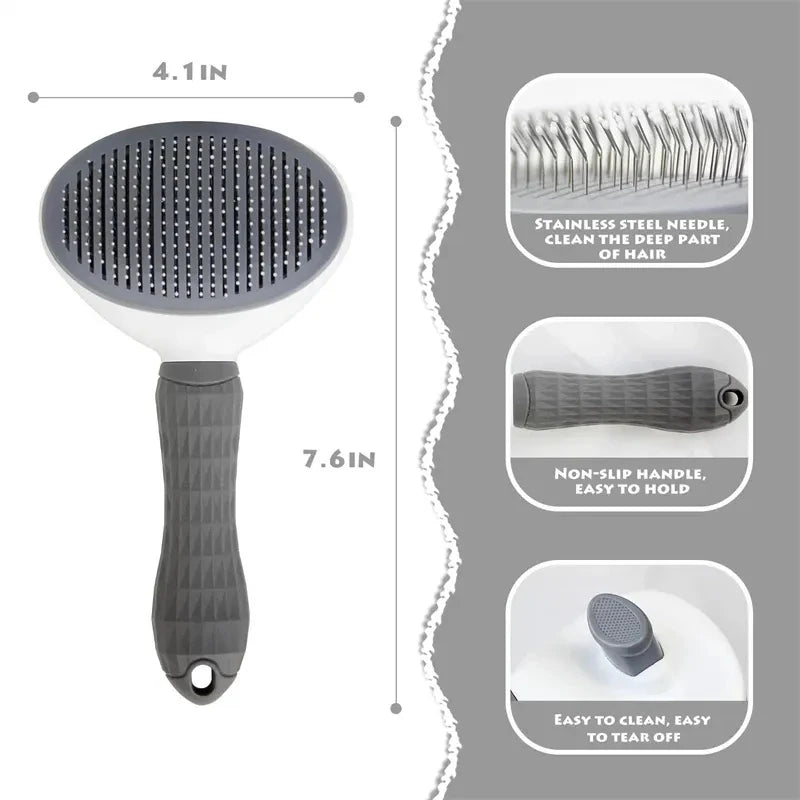 Self-Cleaning Cat Slicker Brush | Pet Hair Removal Comb for Cats & Dogs