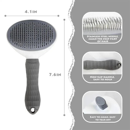 Self-Cleaning Cat Slicker Brush | Pet Hair Removal Comb for Cats & Dogs
