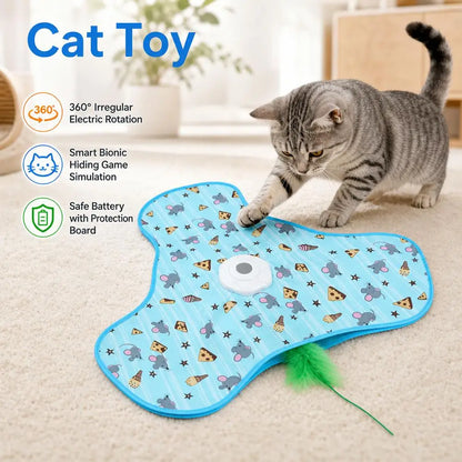 Motion-Activated Hide & Seek Cat Toy | USB Rechargeable Feather Wand