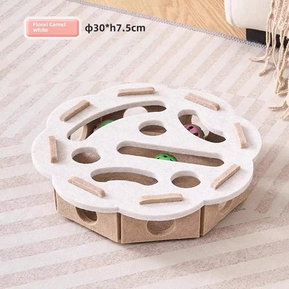 Cat Puzzle Box Toy – Felt Ball Track & Scratch Playhouse