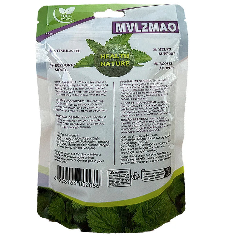 Edible Catnip Ball for Cats | Teeth Cleaning Mint Chew Toy
