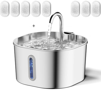 Stainless Steel Cat Water Fountain 2.2L | Filtered & Ultra-Quiet