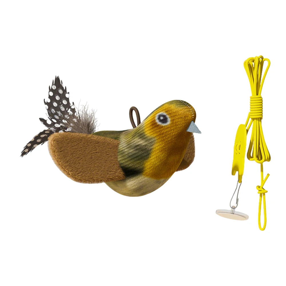 Chirping Bird Cat Toy with Catnip | Wall Hanging Plush Toy