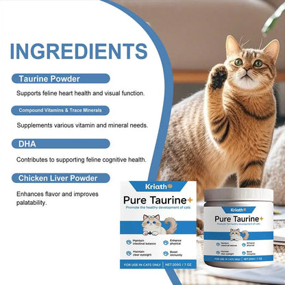Cat Taurine Powder 200g | Heart, Eye & Immune Health Supplement for Cats