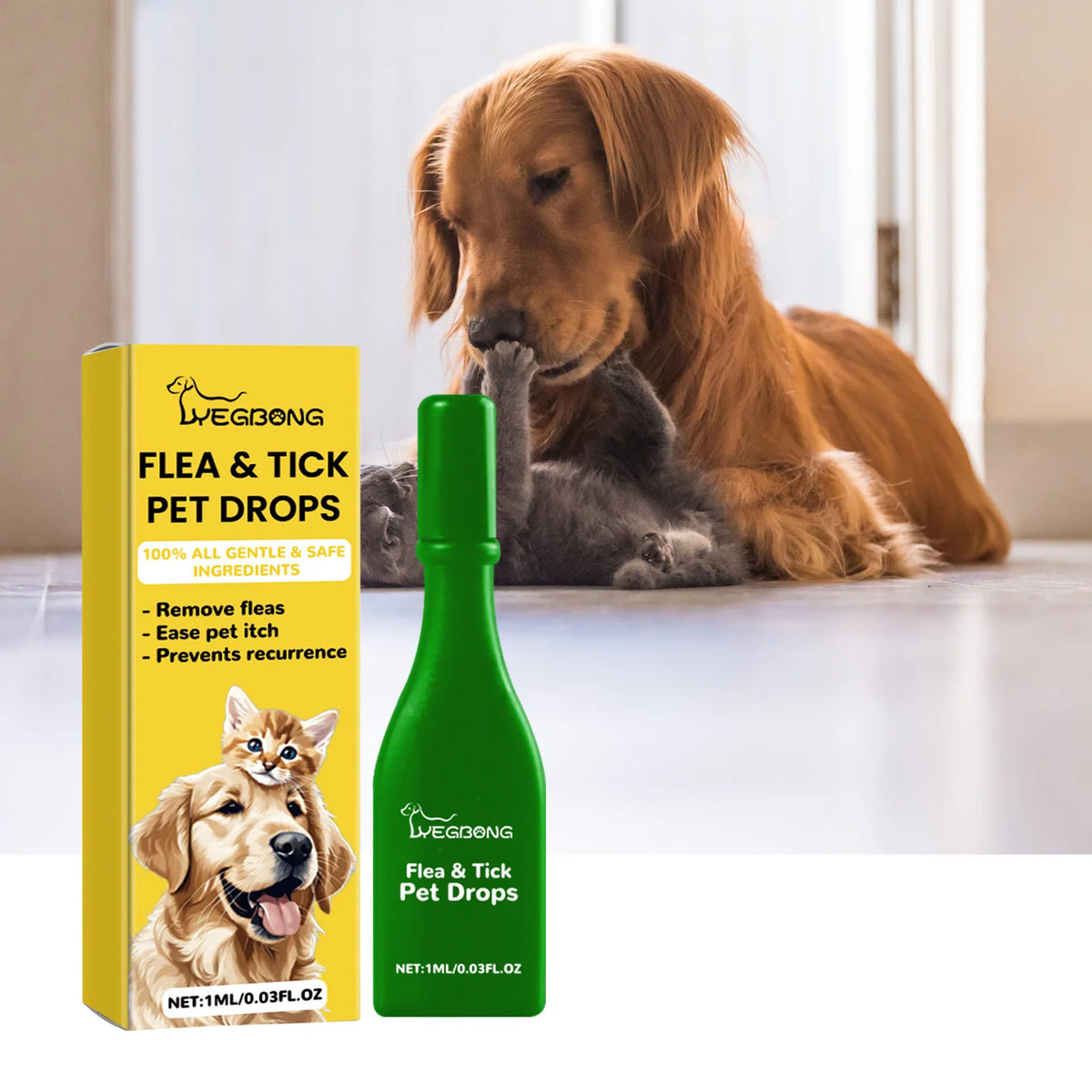 Cat & Dog Flea Treatment Drops – Tick & Mite Repellent