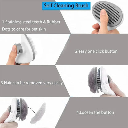 Self-Cleaning Cat Slicker Brush | Pet Hair Removal Comb for Cats & Dogs