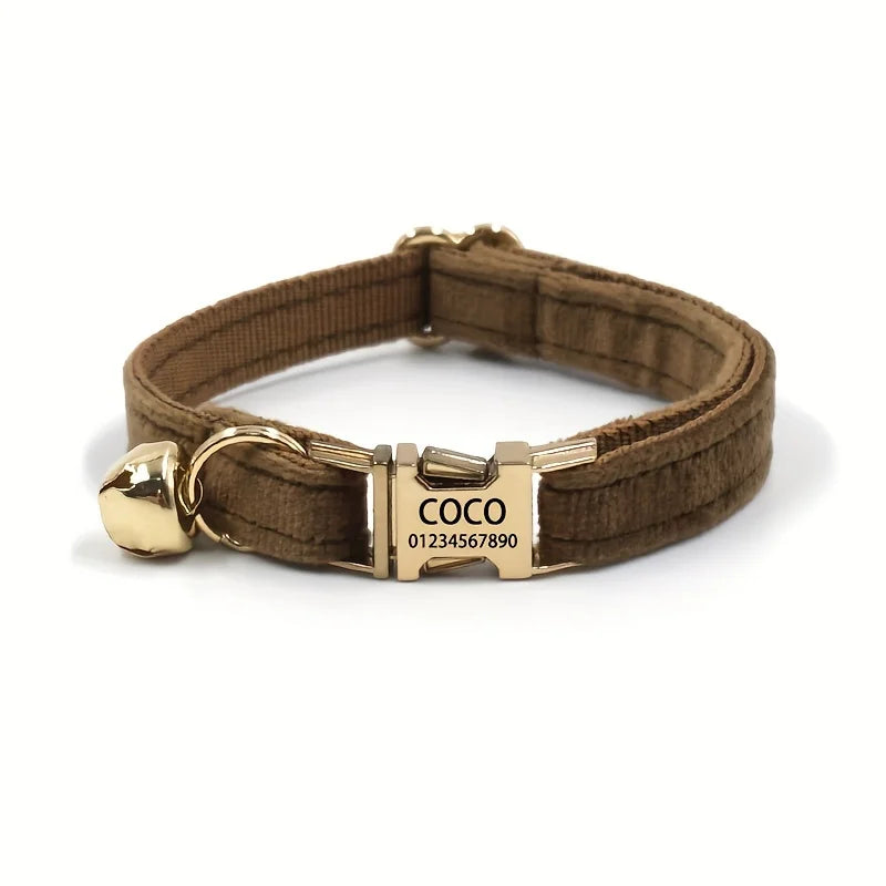Personalised Velvet Cat Collar | Custom Name & Phone Number