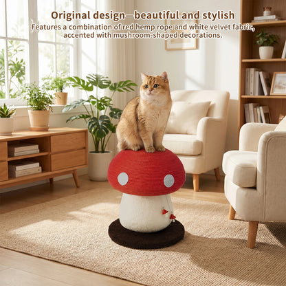 Mushroom Cat Scratching Post | Sisal Rope Scratcher & Climbing Toy