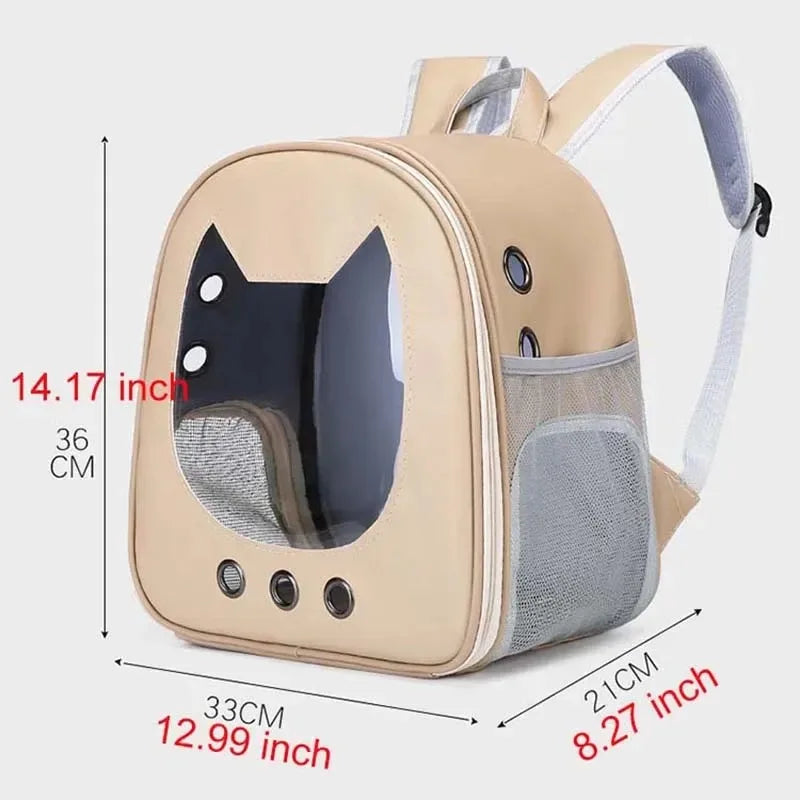 Transparent PU Cat Carrier Backpack | Breathable Pet Travel Bag