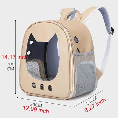 Transparent PU Cat Carrier Backpack | Breathable Pet Travel Bag