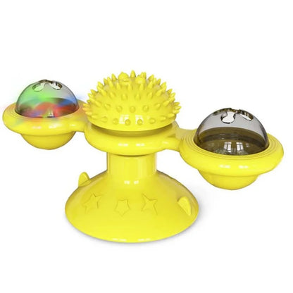 Windmill Turntable Interactive Cat Toy with Teeth Brush