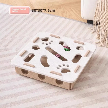 Cat Puzzle Box Toy – Felt Ball Track & Scratch Playhouse
