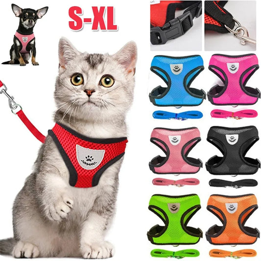 Reflective Mesh Cat Harness & Leash Set | No-Pull, No-Choke for Cats & Dogs