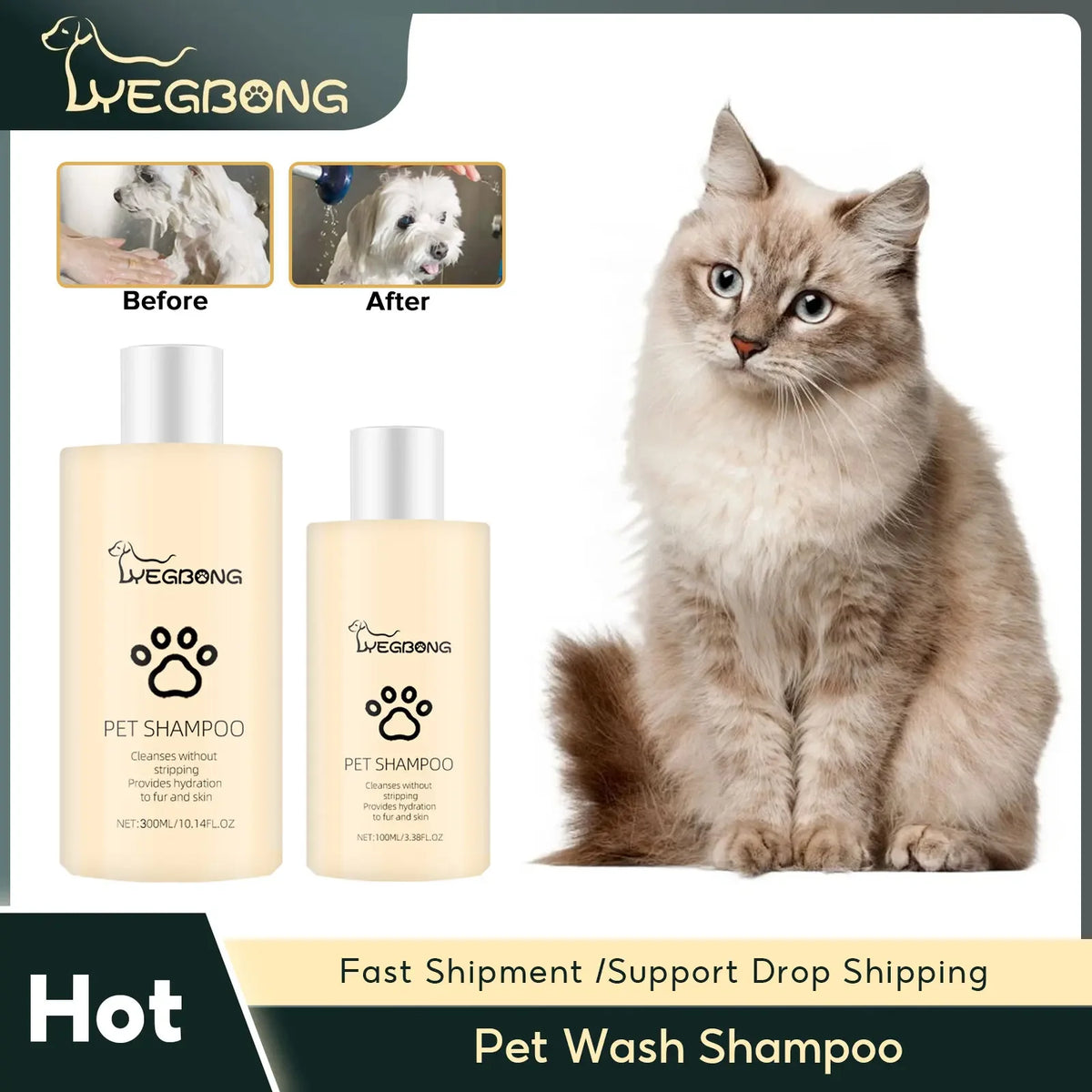 Pet Shampoo for Cats & Dogs – Gentle Cleansing, 100ml / 300ml